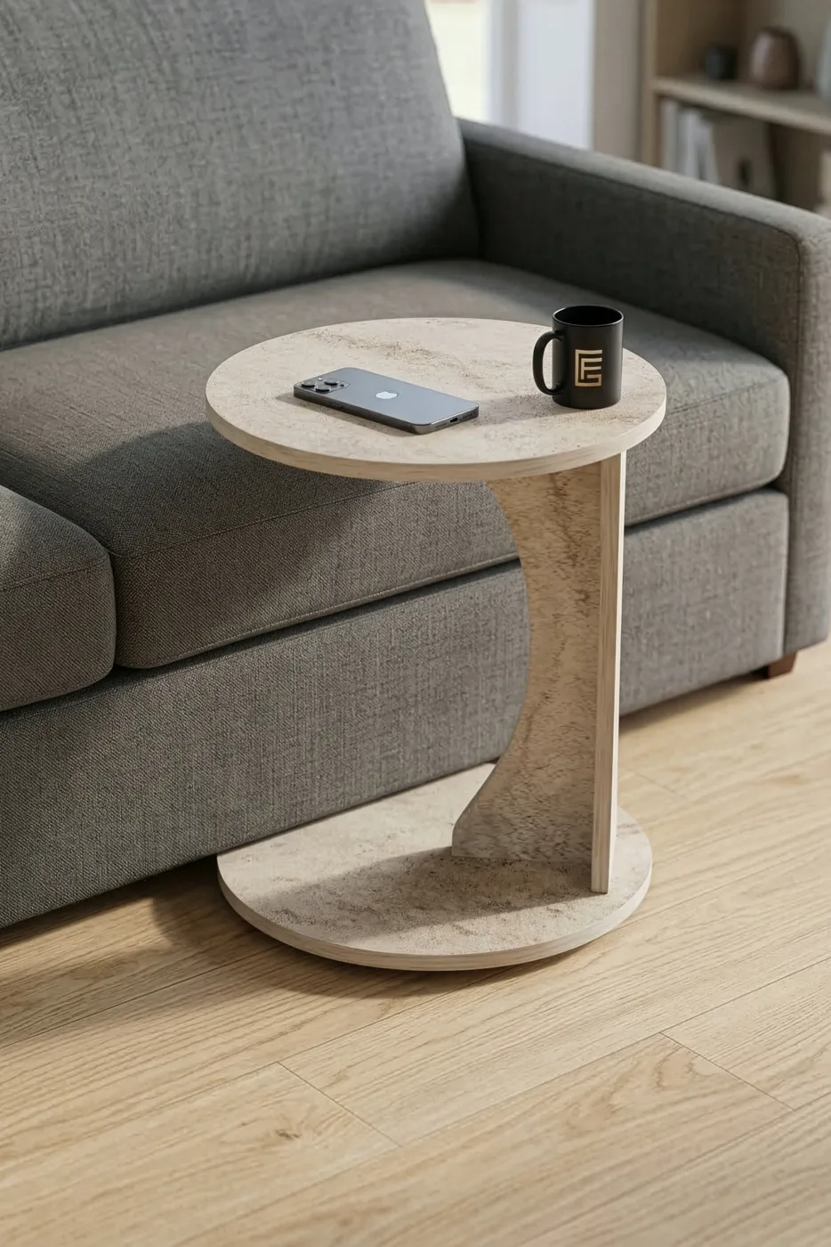Classic Melamine-faced chipboard C Side Table Round Ecru