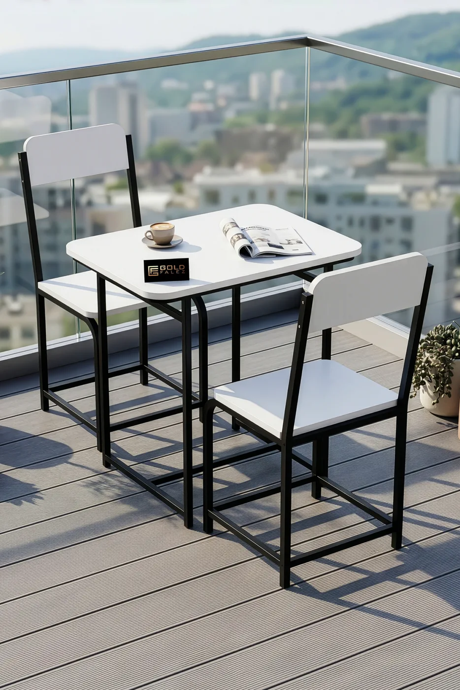 Minor Modern Melamine-faced chipboard Kitchen Table Set, White