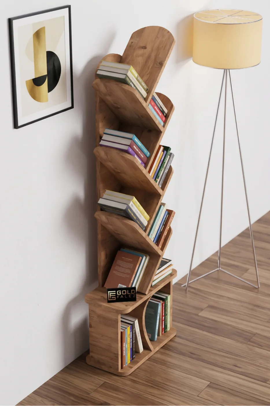 Yaprak Classic Melamine-faced chipboard Bookcase Brown