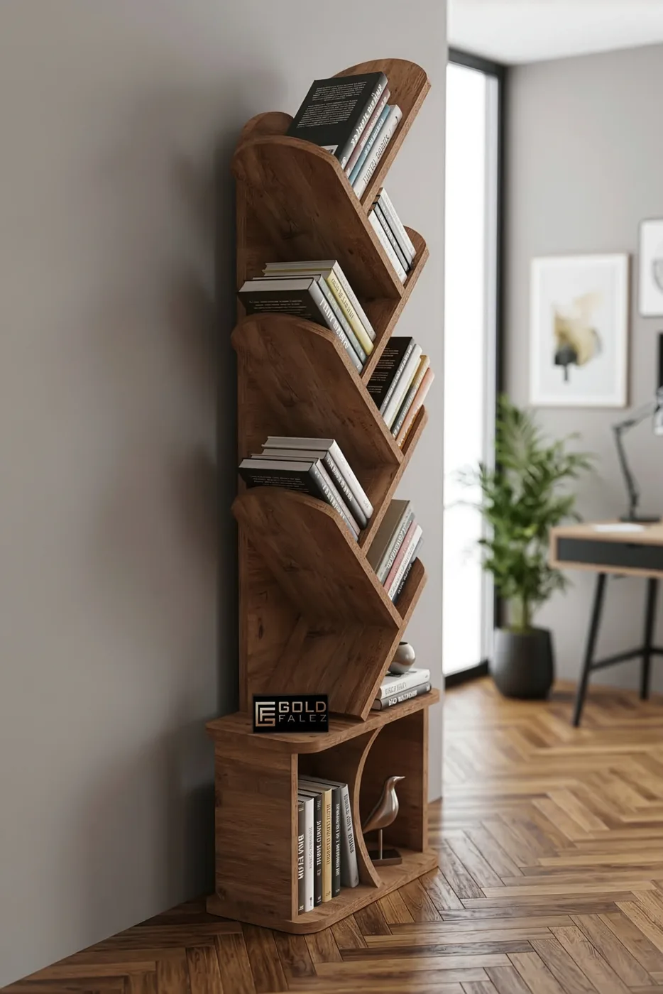 Yaprak Classic Melamine-faced chipboard Bookcase Brown
