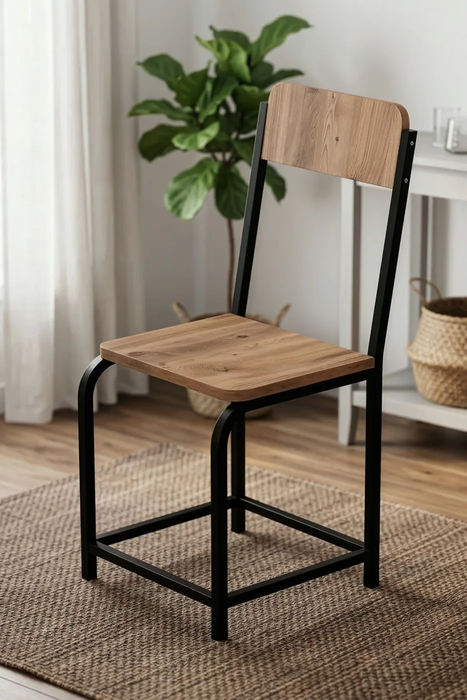 Minor Modern Metal-Legged Kitchen Chair, Coffee