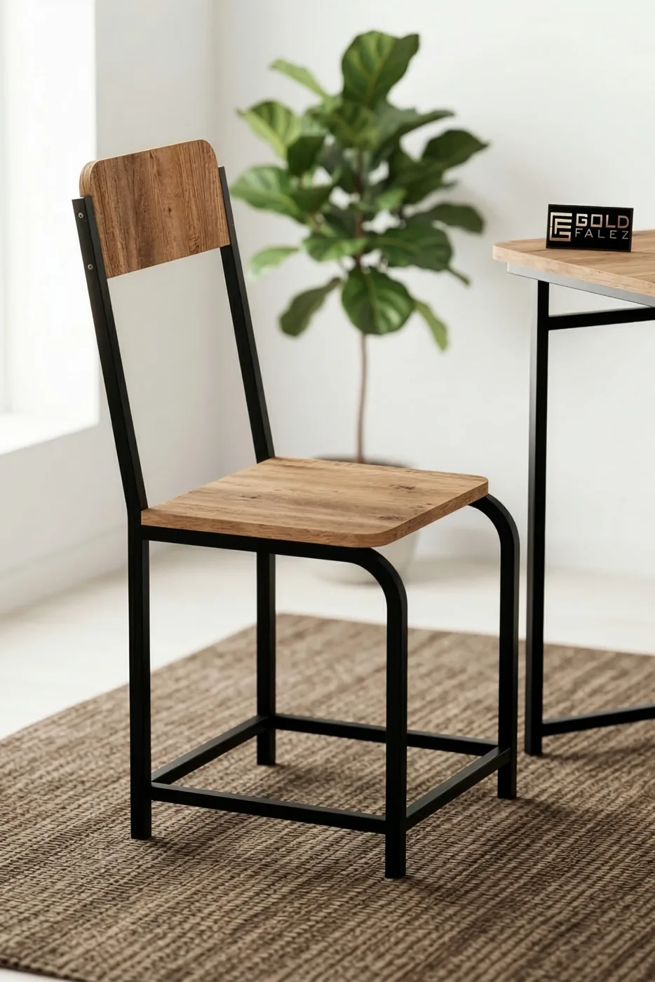 Minor Modern Metal-Legged Kitchen Chair, Coffee