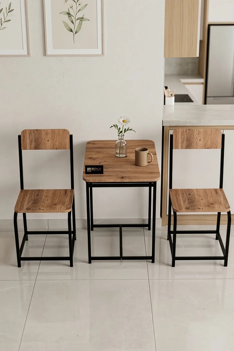 Minor Modern Metal-Legged Kitchen Chair, Coffee