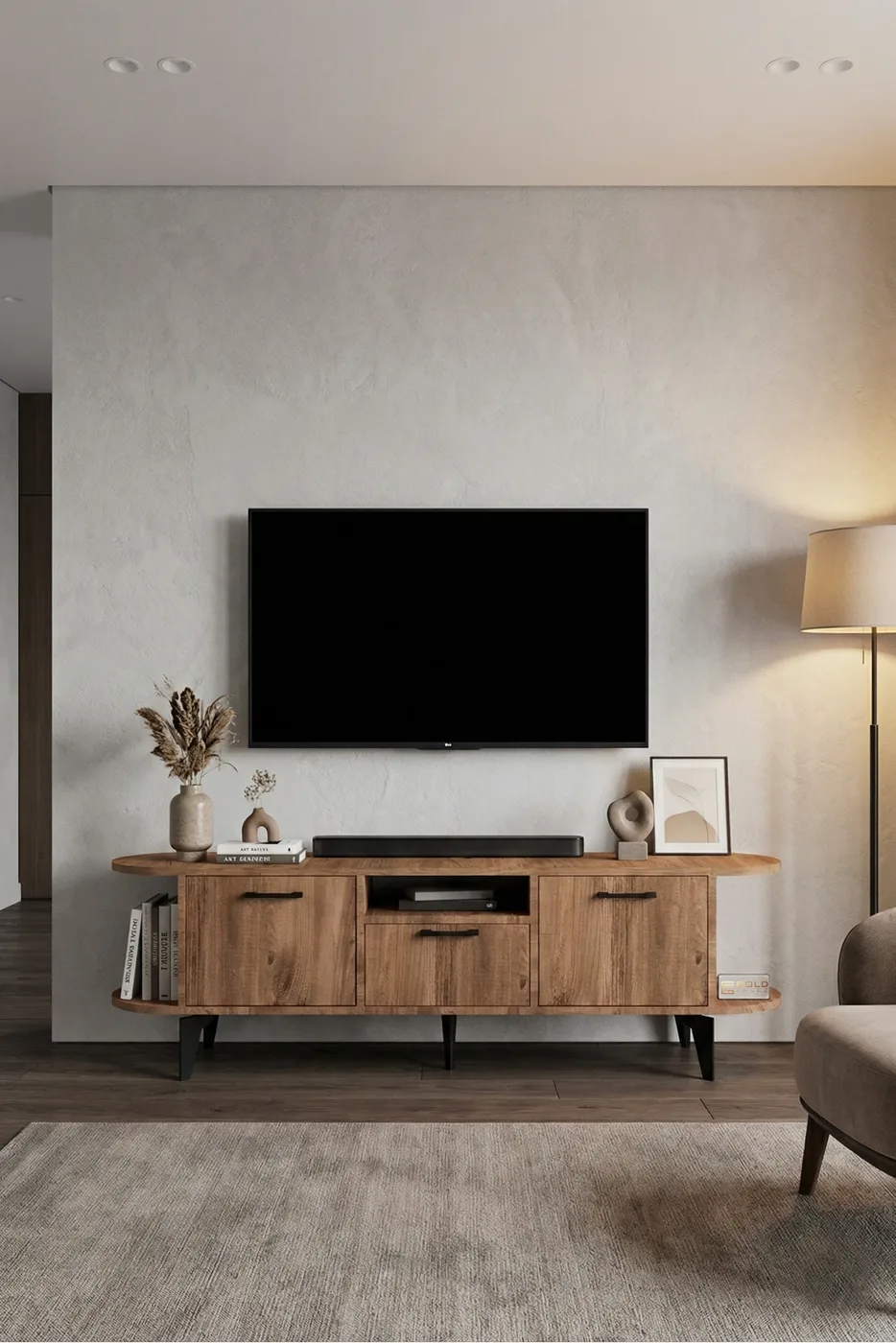 Mira TV Unit Melamine-faced chipboard Black