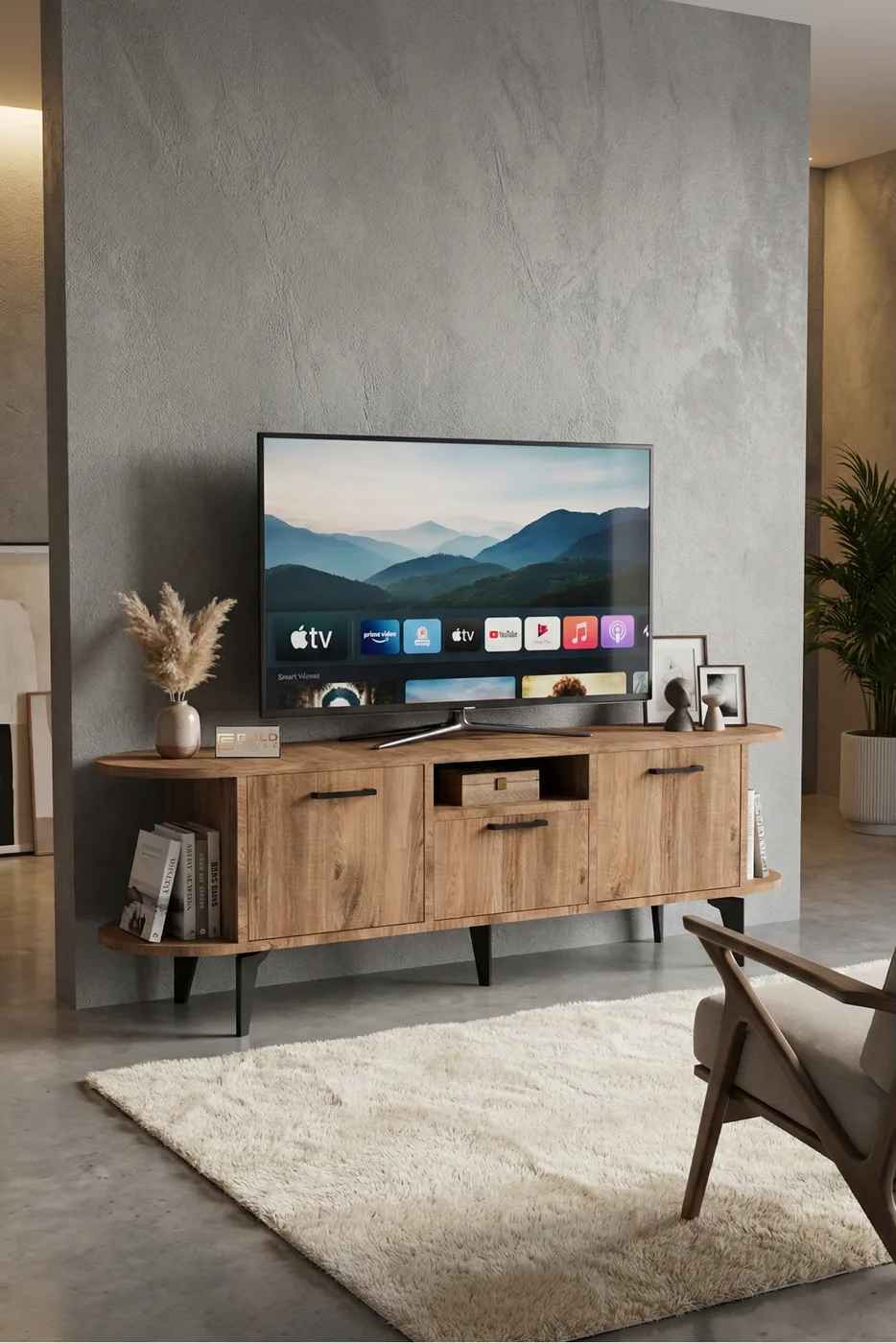 Mira TV Unit Melamine-faced chipboard Black