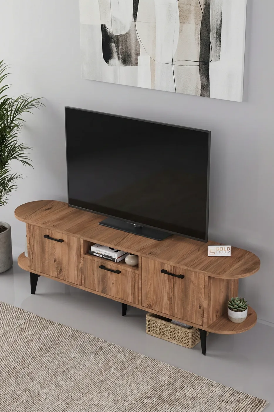 Mira TV Unit Melamine-faced chipboard Black