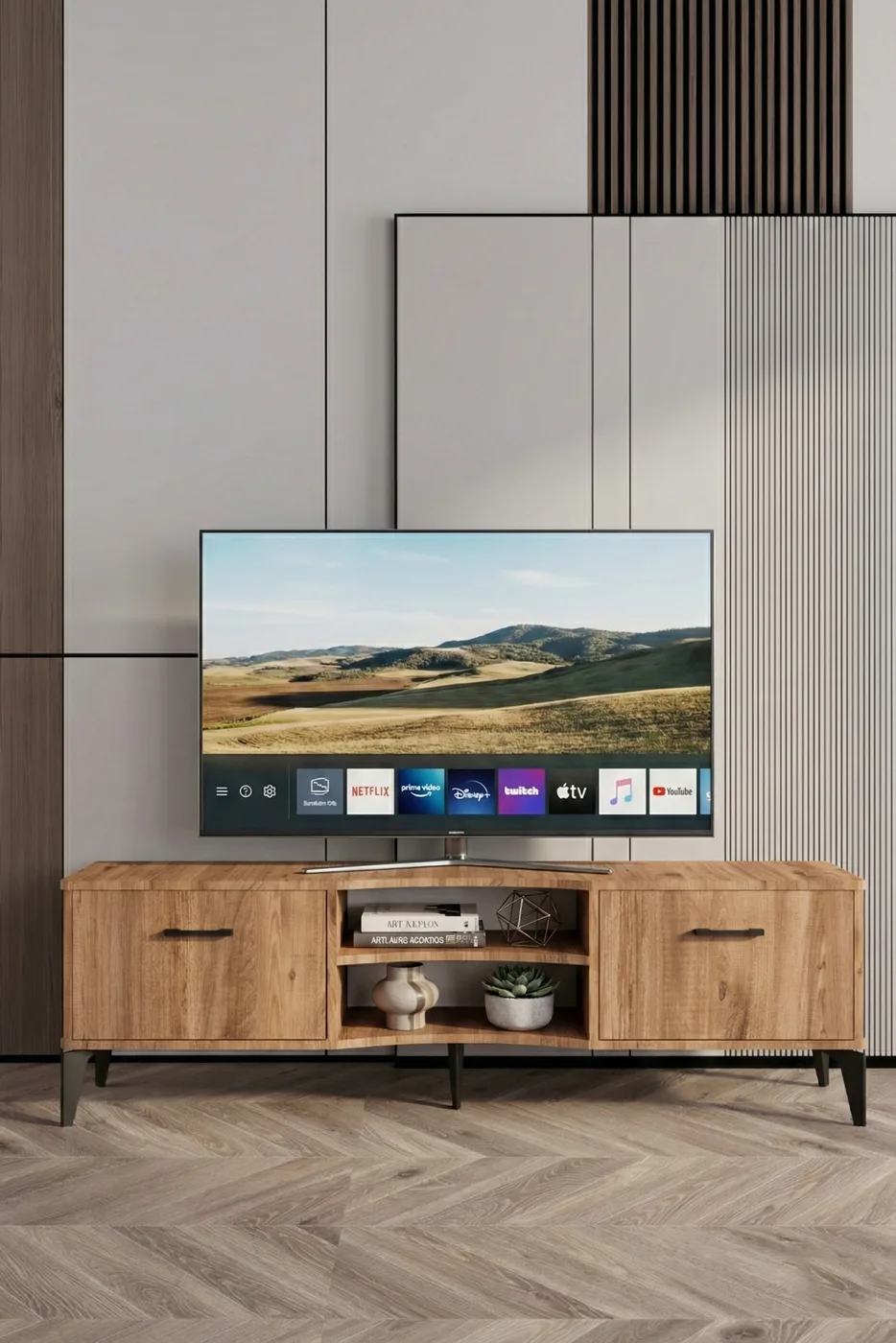 Vera TV Unit Melamine-faced chipboard Brown