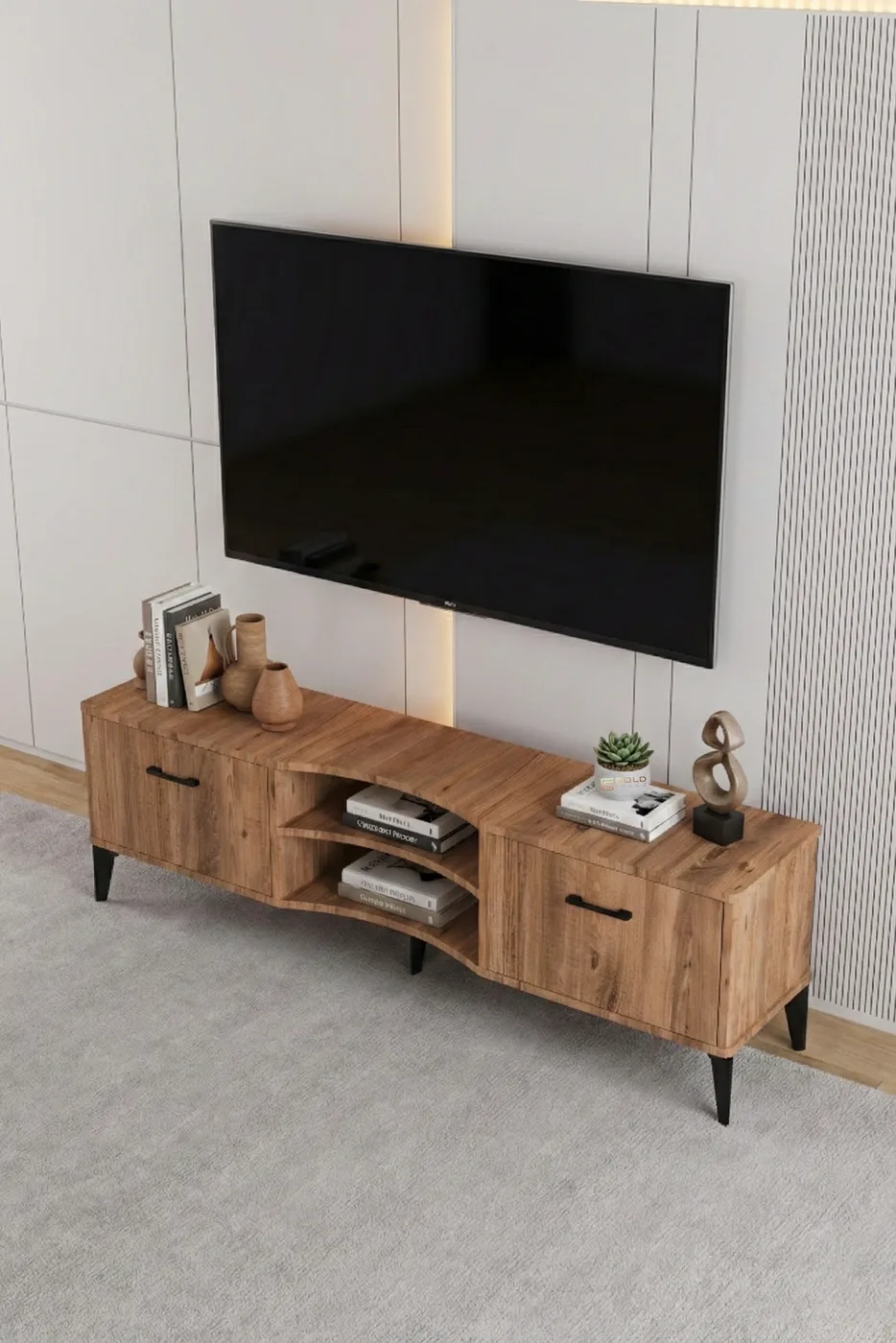 Vera TV Unit Melamine-faced chipboard Brown