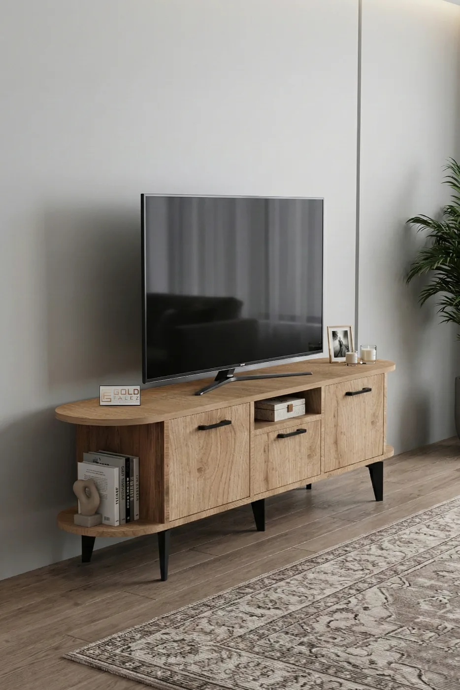 Mira Melamine-faced Chipboard TV Unit Beige