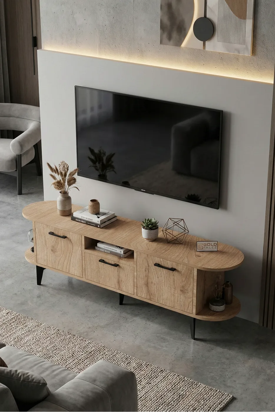 Mira Melamine-faced Chipboard TV Unit Beige