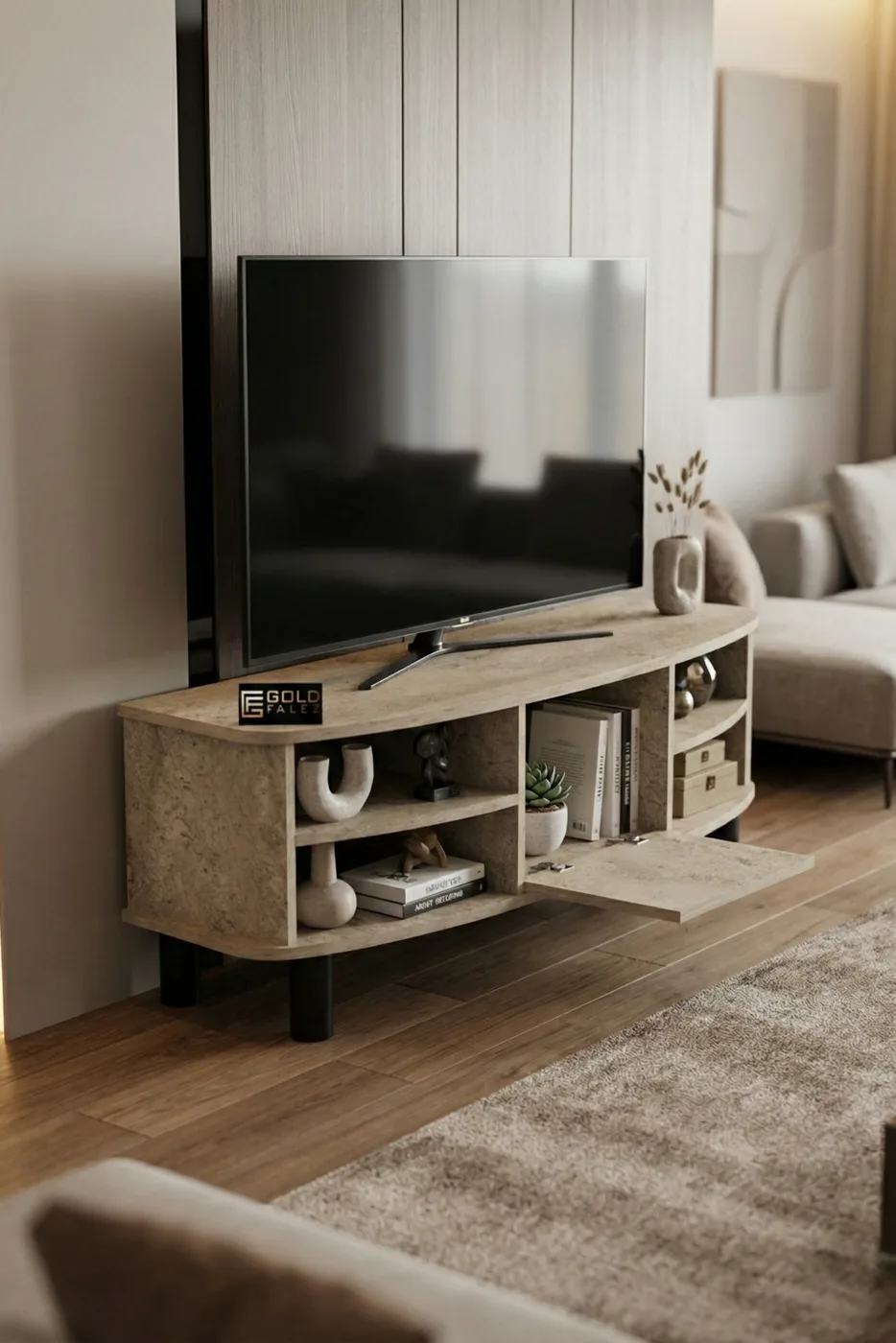 Vienna Melamine-faced Chipboard TV Unit Ecru