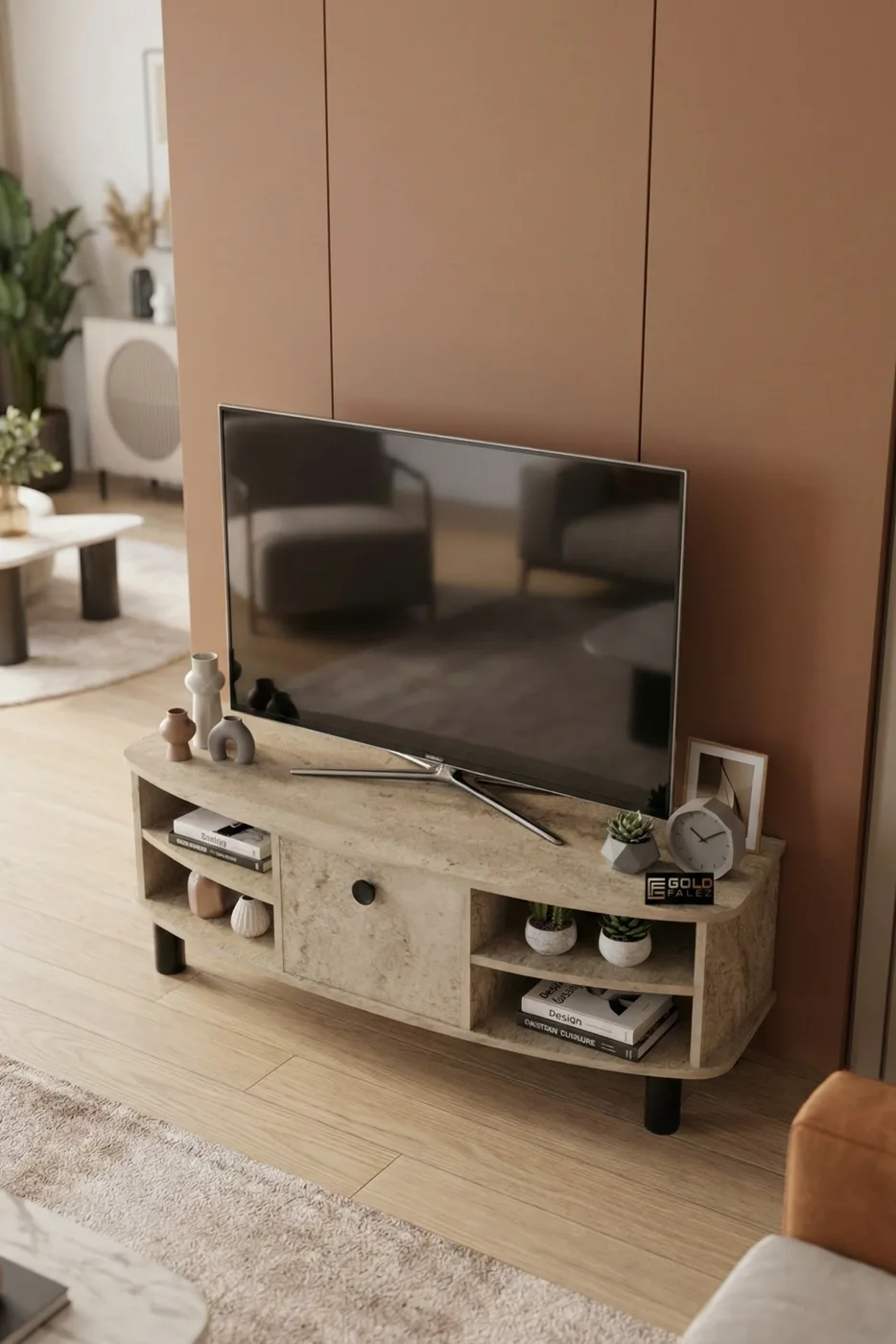 Vienna Melamine-faced Chipboard TV Unit Ecru