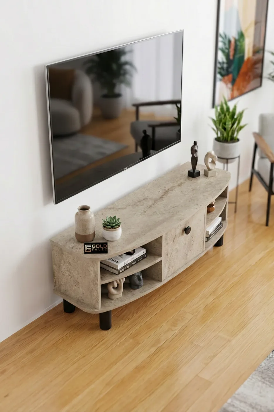 Vienna Melamine-faced Chipboard TV Unit Ecru