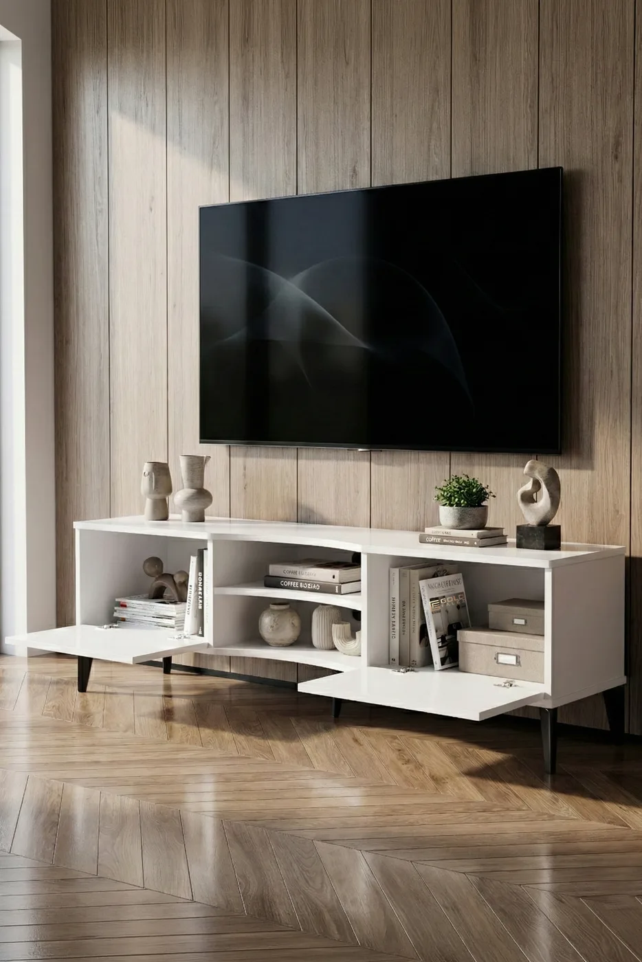 Vera Melamine-faced Chipboard TV Unit White