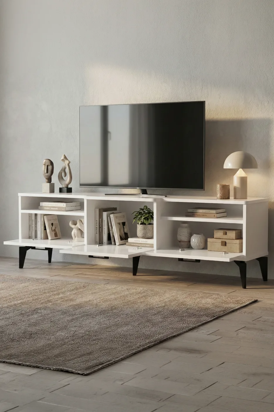 Mistral Melamine-faced Chipboard TV Unit Metallic White