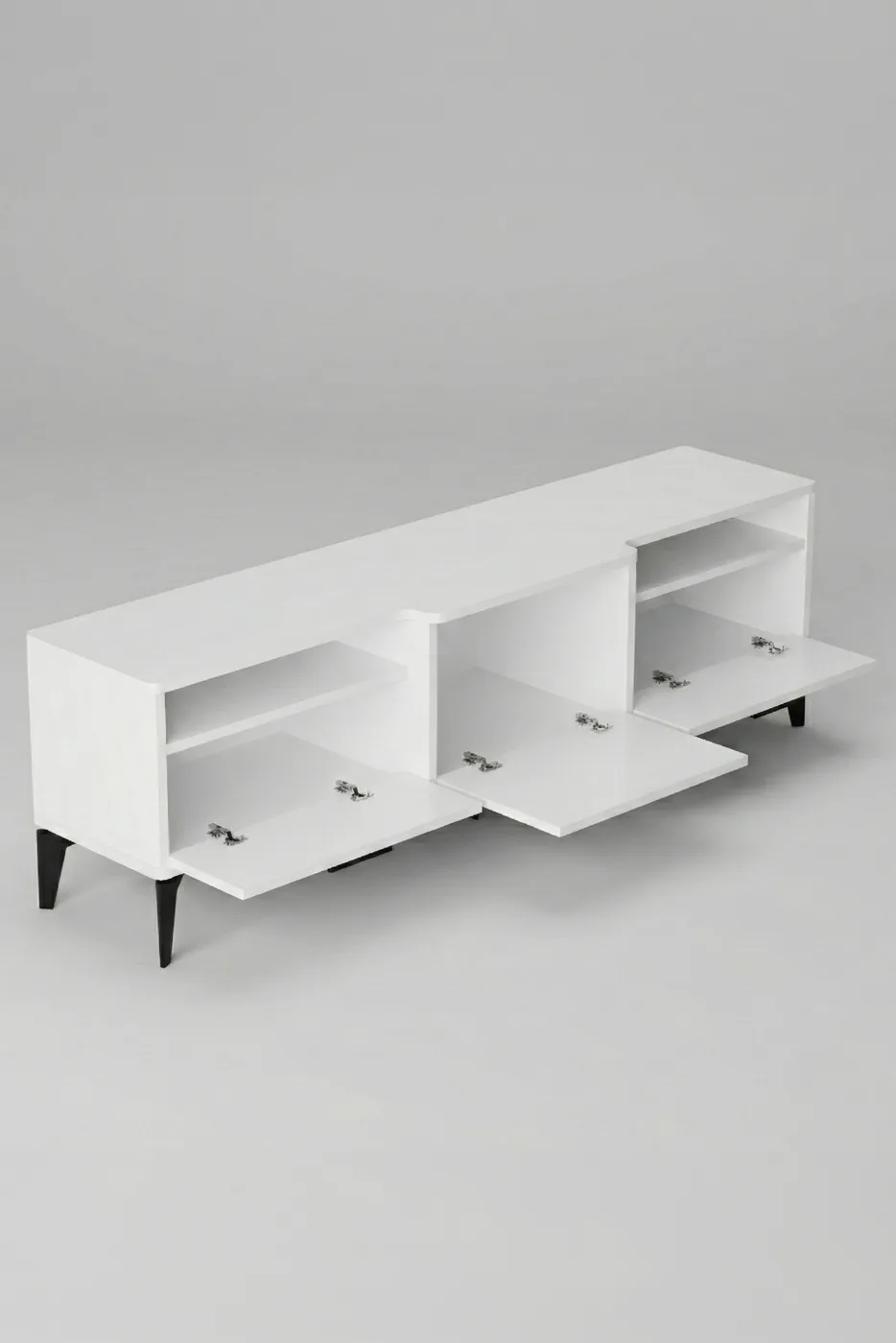 Mistral Melamine-faced Chipboard TV Unit Metallic White