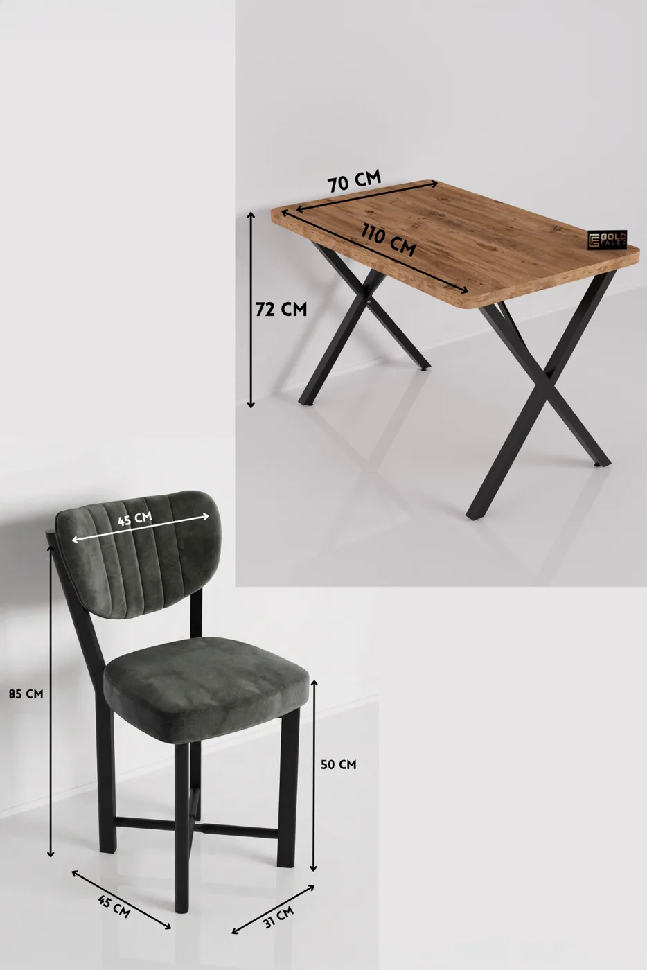Elma Dining Table Set Melamine-faced chipboard Multi-colour Grey