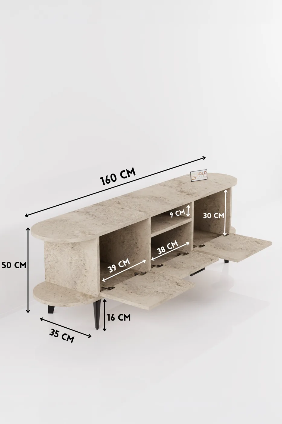 Mira TV Unit Melamine-faced chipboard Ecru