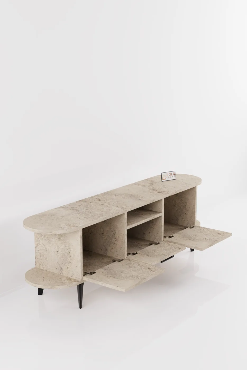 Mira TV Unit Melamine-faced chipboard Ecru
