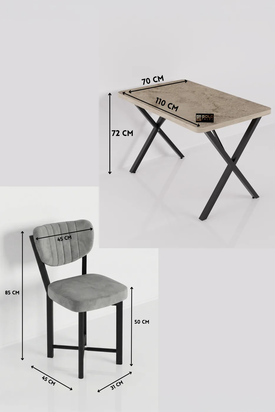 Elma Dining Table Set Melamine-faced chipboard Grey Anthracite