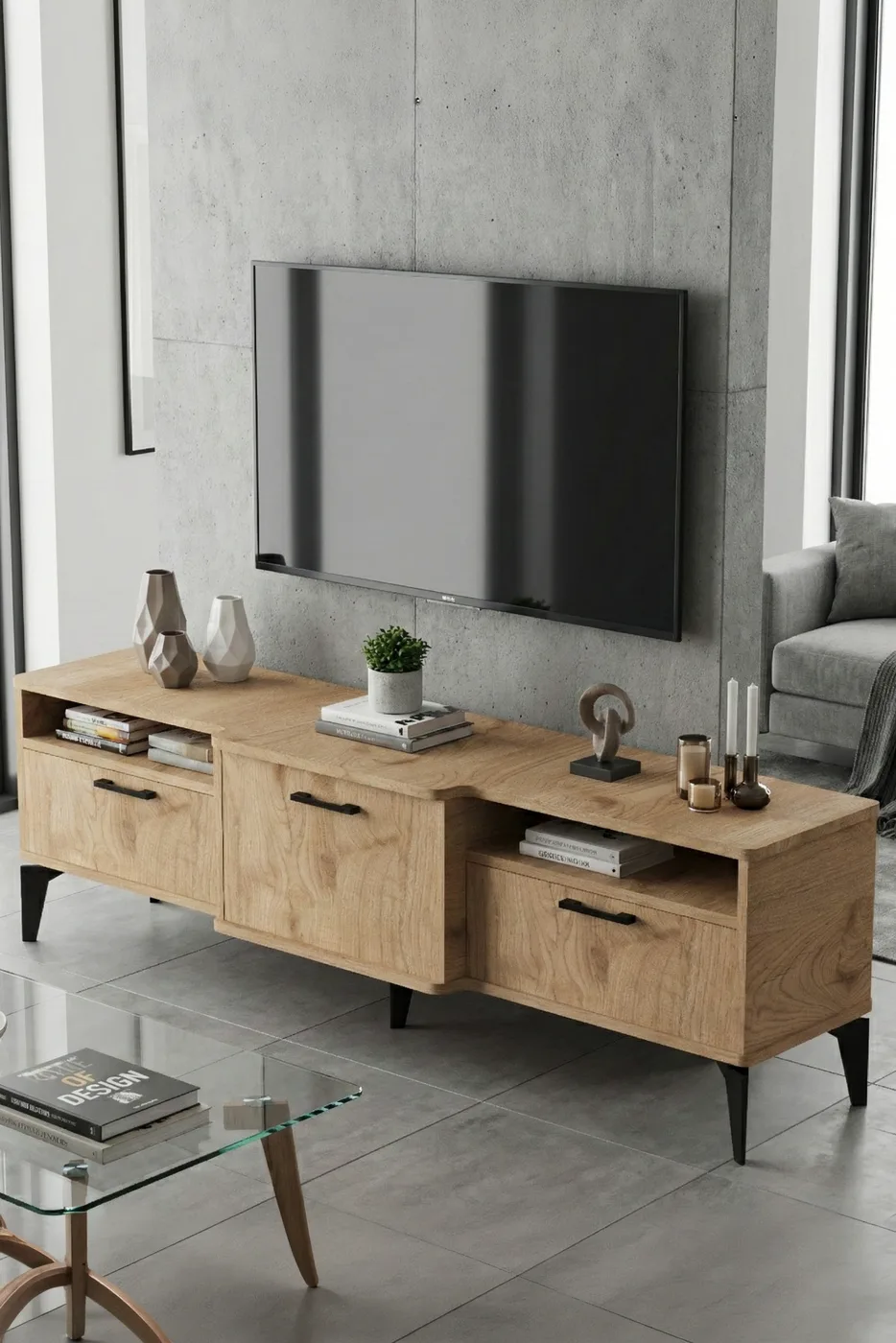 Mistral TV Unit Melamine-faced chipboard Beige