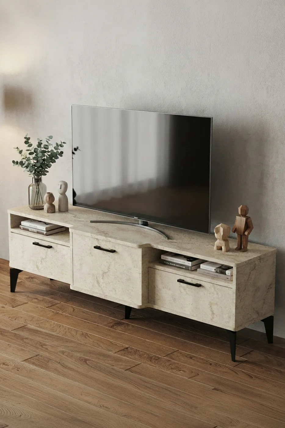 Mistral TV Unit Melamine-faced chipboard Ecru