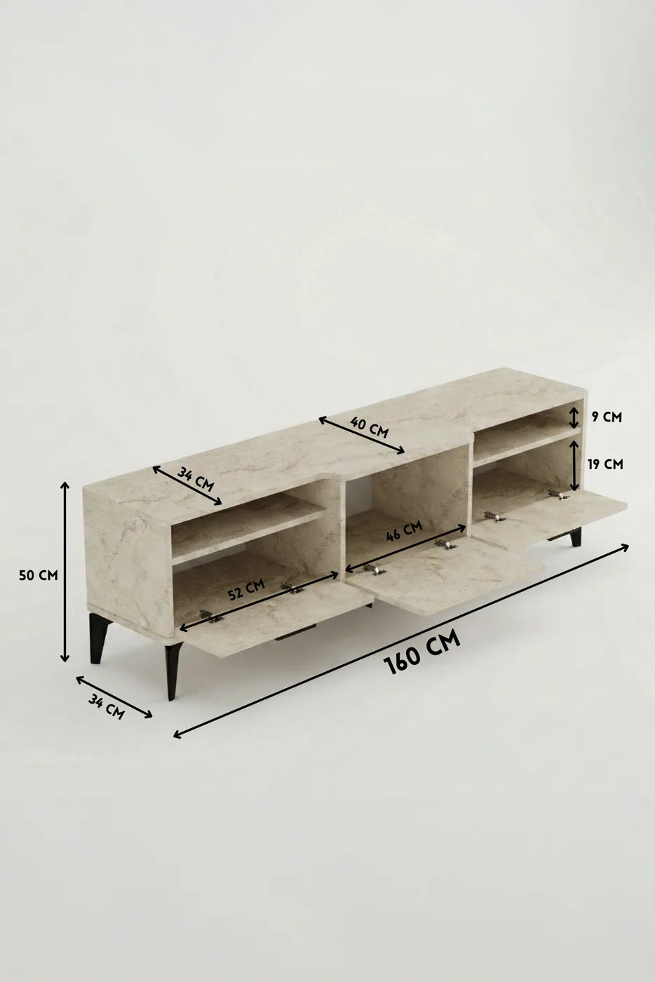Mistral TV Unit Melamine-faced chipboard Ecru