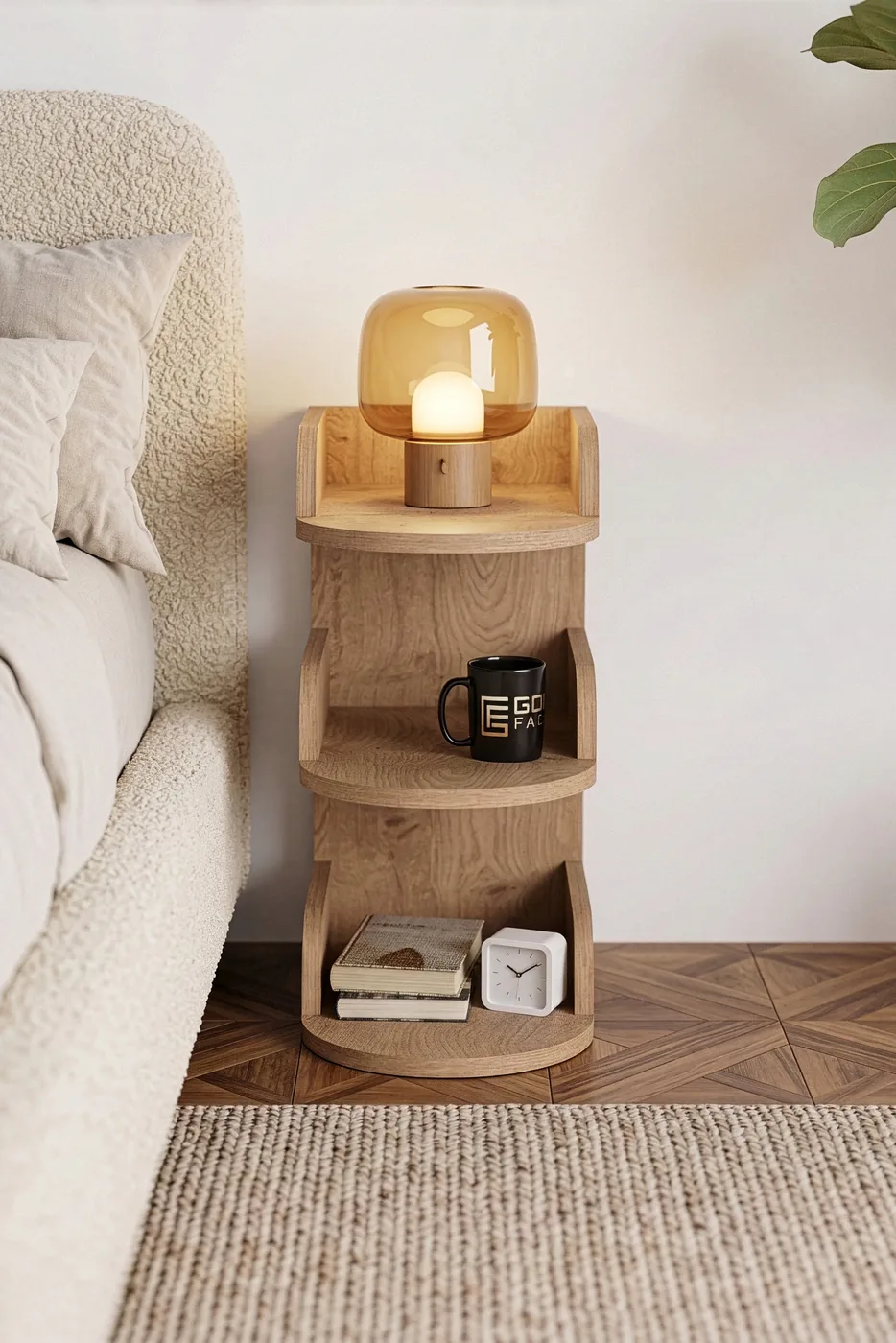Melamine-faced Chipboard Multi-coloured Bedside Table