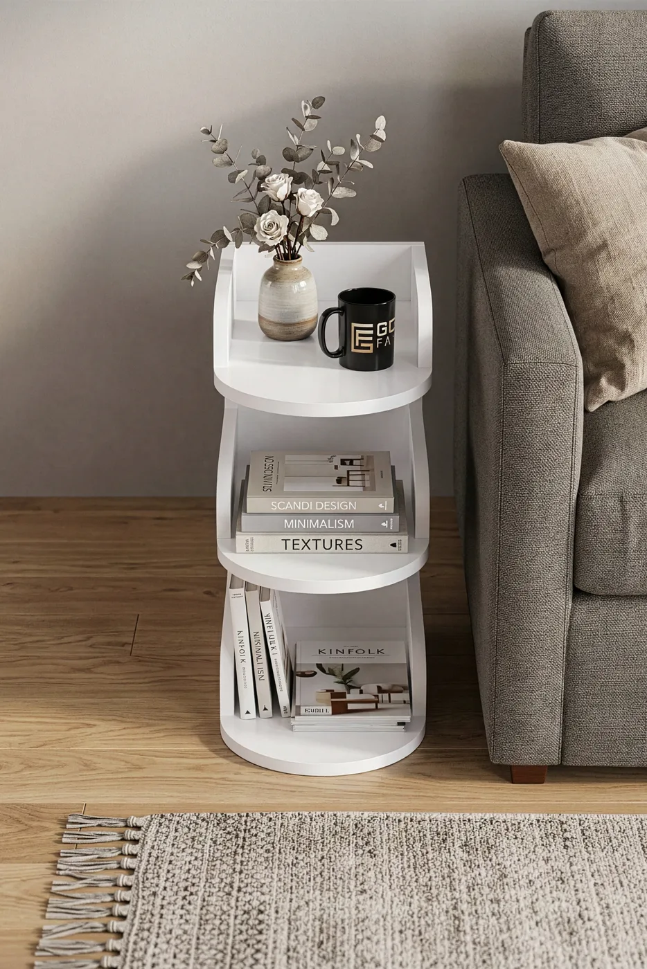 Melamine-faced Chipboard White Side Table