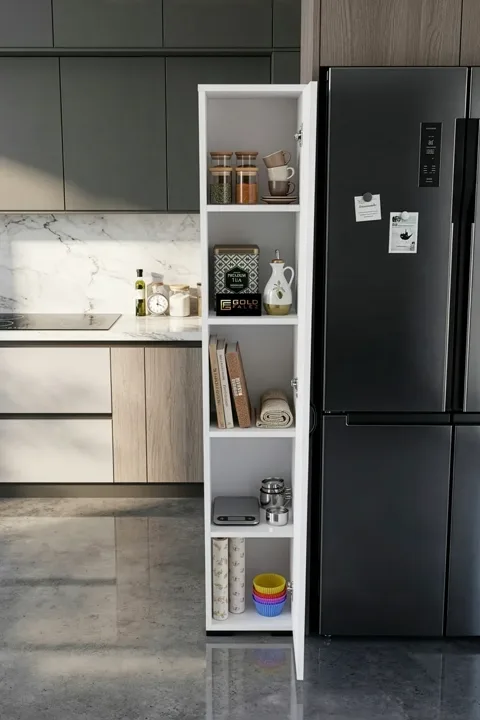 Multi-purpose Bathroom Cabinet Melamine-faced Chipboard White