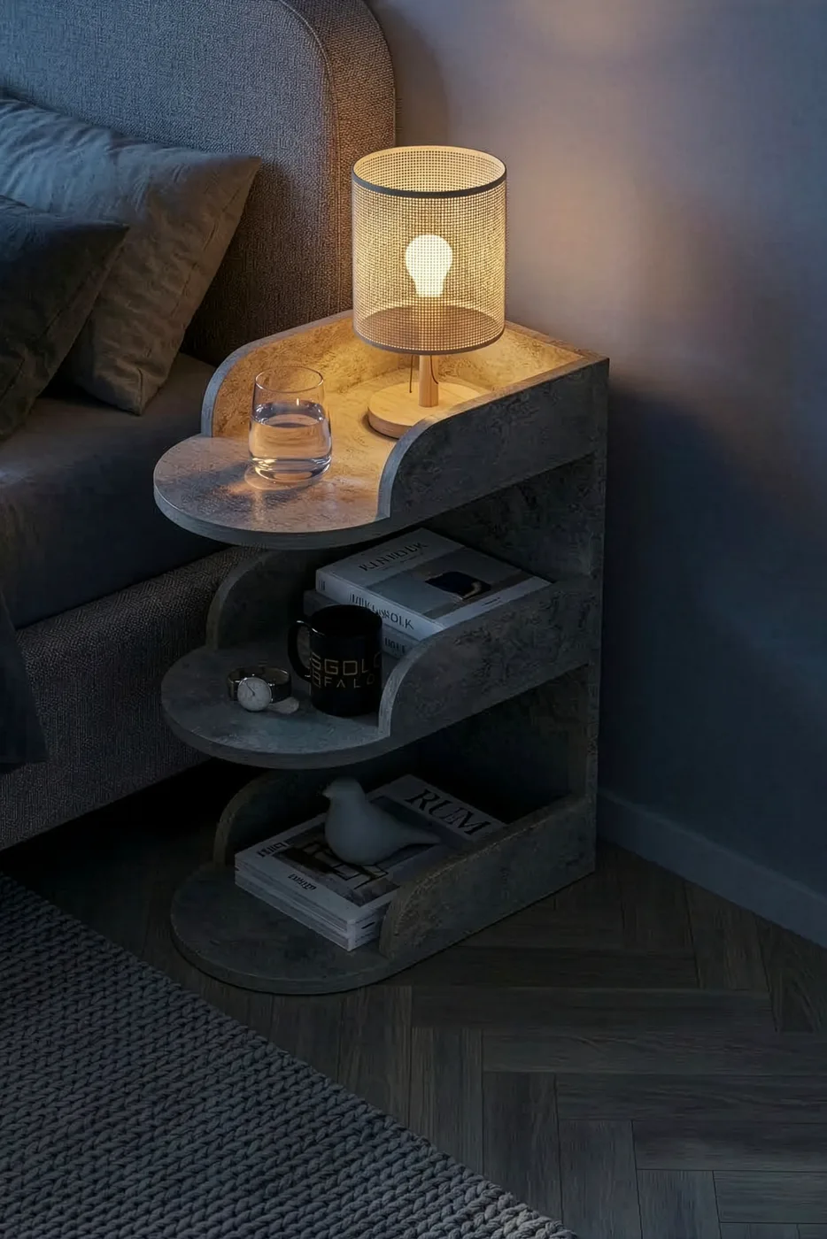 Bedside Table Melamine-faced Chipboard Ecru
