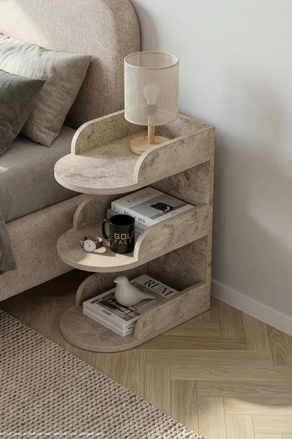 Bedside Table Melamine-faced Chipboard Ecru