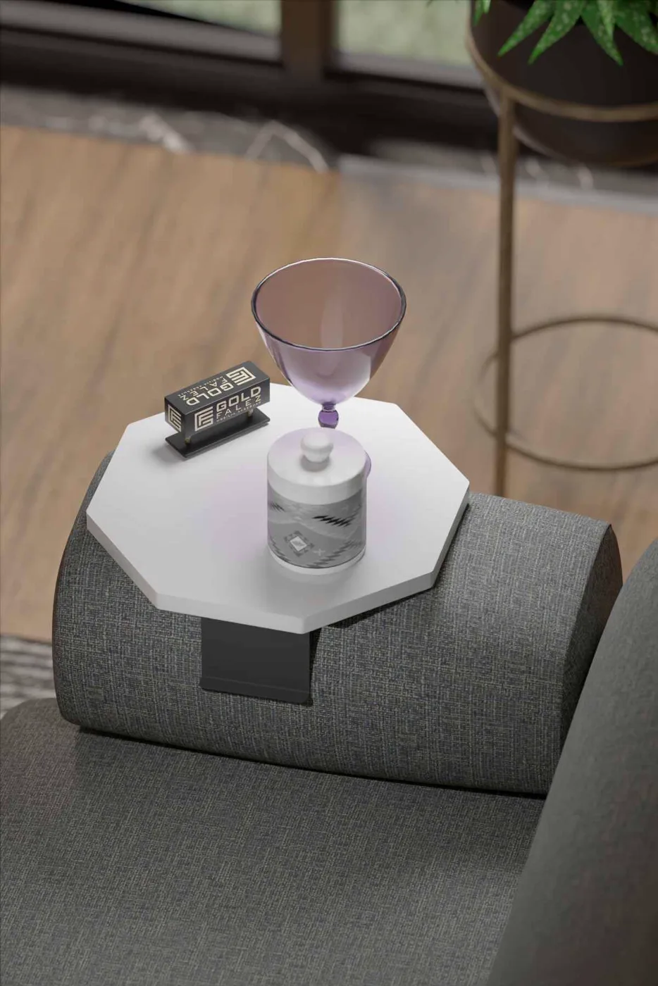 Octagonal 2-Piece Side Table Melamine-faced Chipboard White