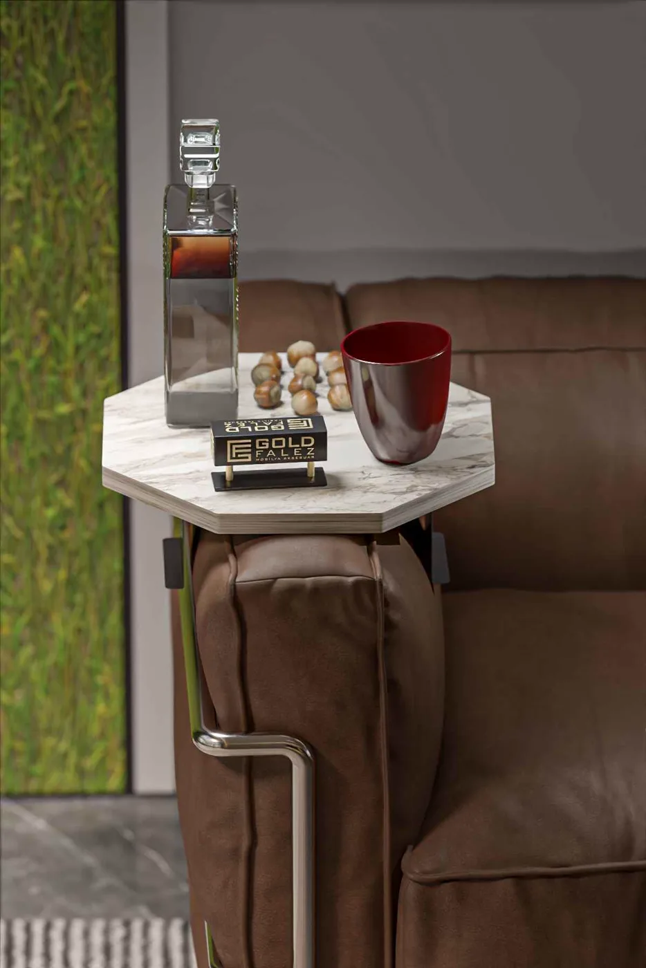 Octagonal 2-Piece Side Table Melamine-faced Chipboard Efes