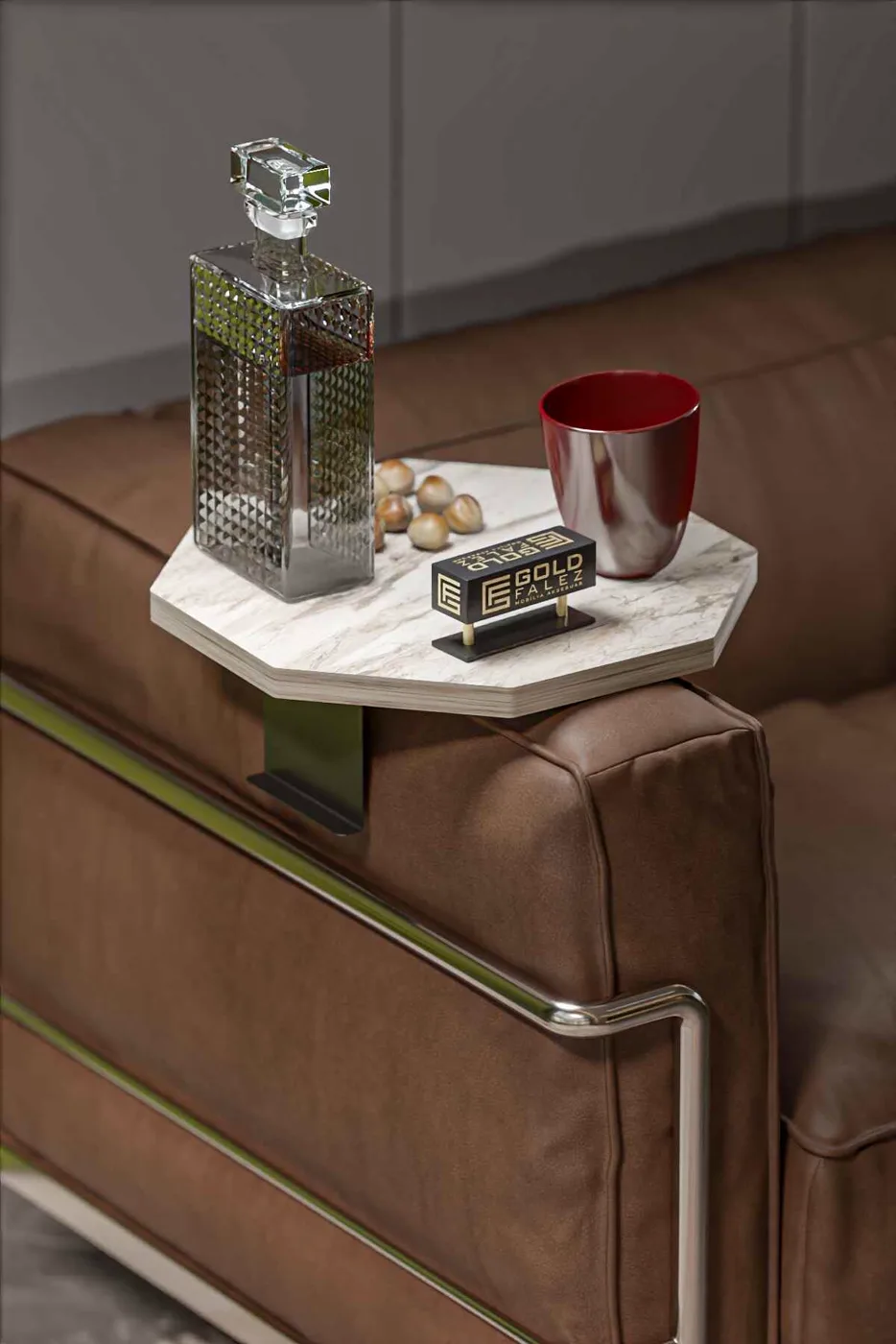 Octagonal 2-Piece Side Table Melamine-faced Chipboard Efes