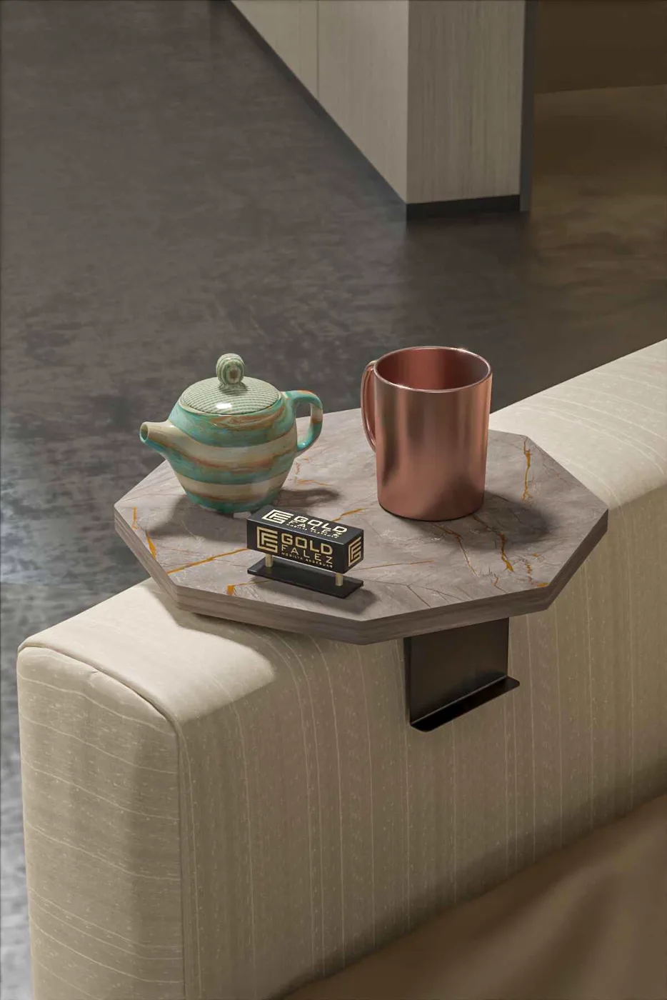 Octagonal 2-Piece Side Table Melamine-faced Chipboard Ecru