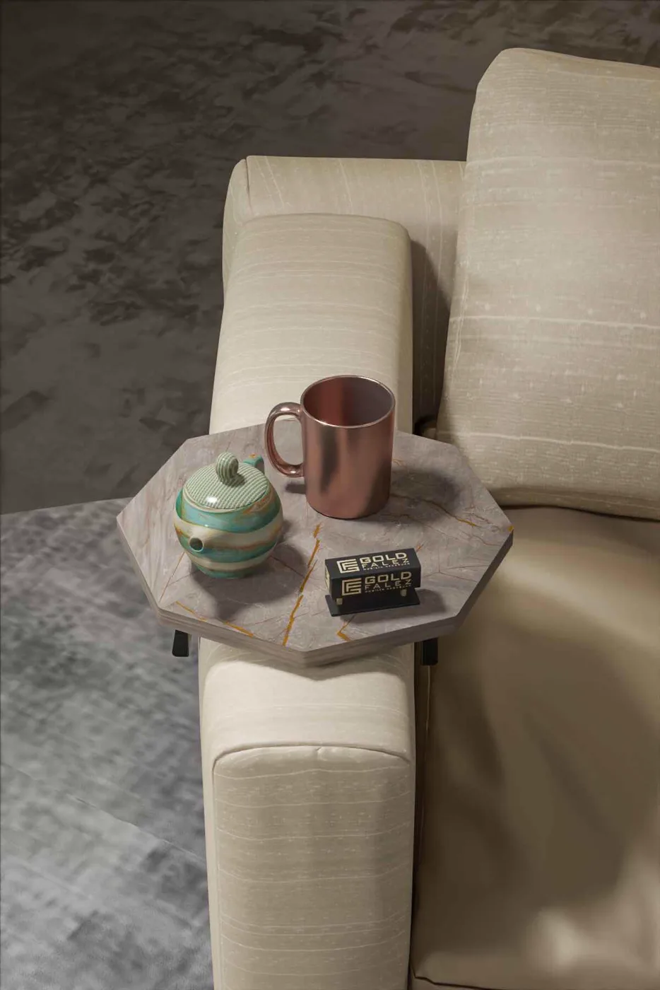 Octagonal 2-Piece Side Table Melamine-faced Chipboard Ecru
