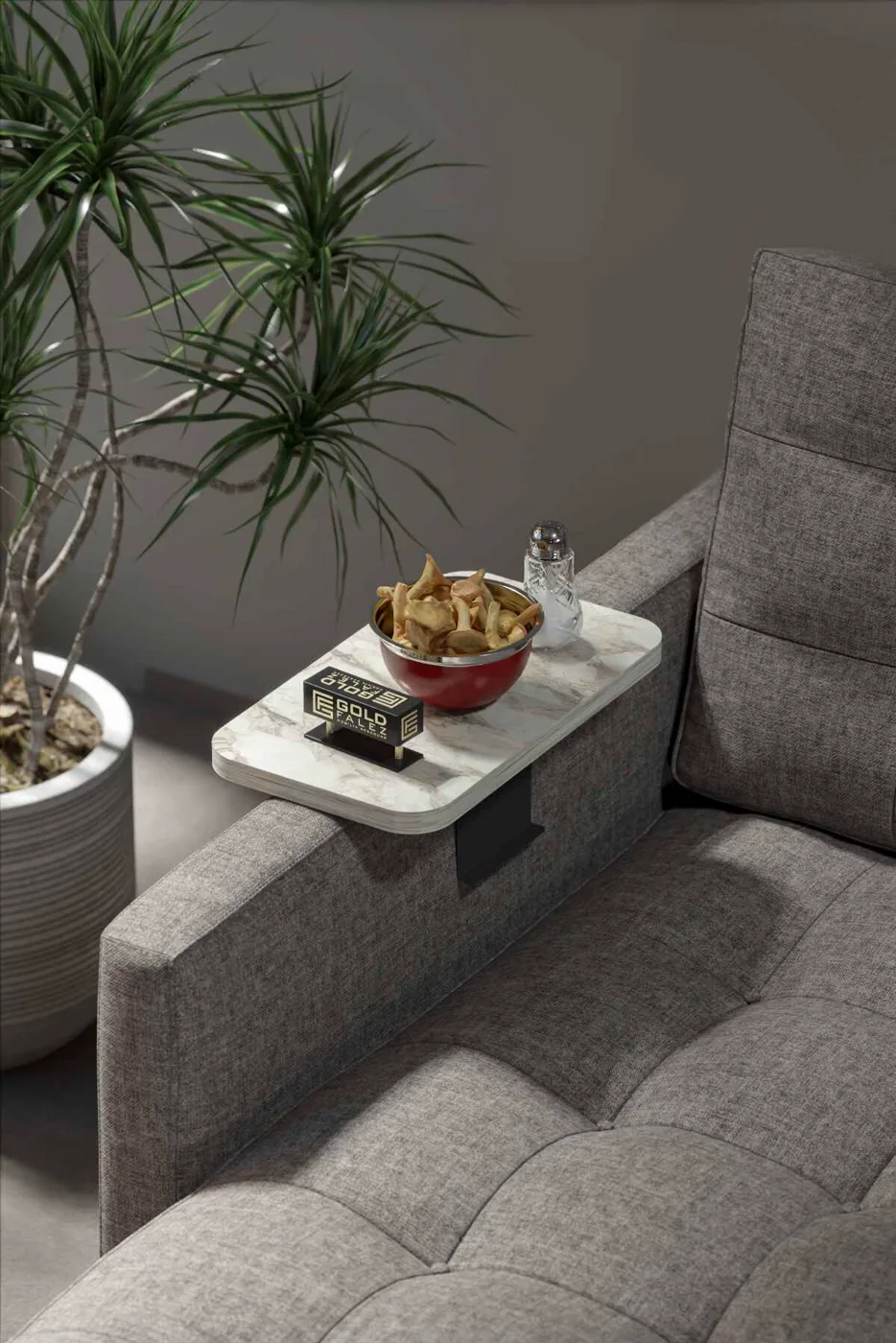Efes 2-Piece Side Table Melamine-faced Chipboard Grey