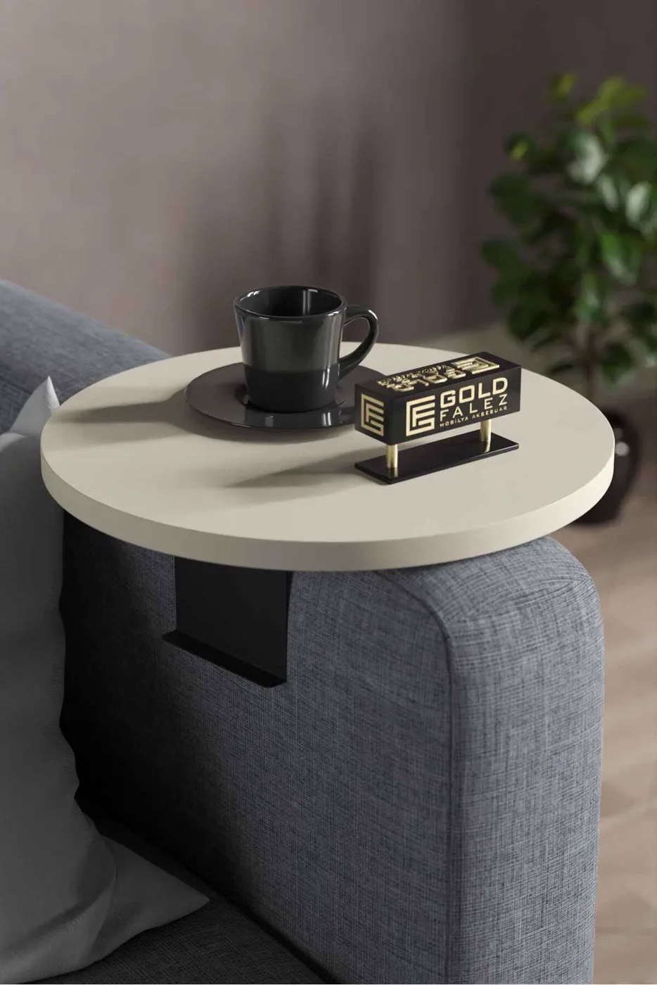 2-Piece Side Table Melamine-faced Chipboard Cream
