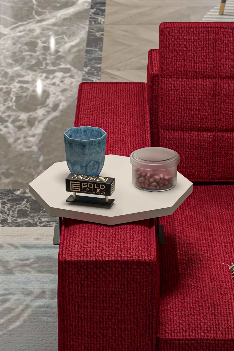 Octagonal 2-Piece Side Table Melamine-faced Chipboard Cream