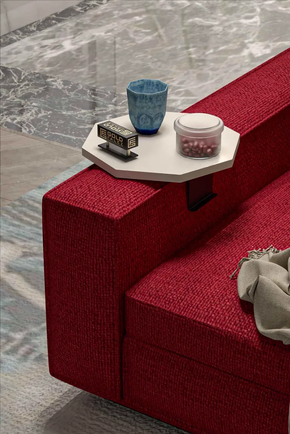 Octagonal 2-Piece Side Table Melamine-faced Chipboard Cream