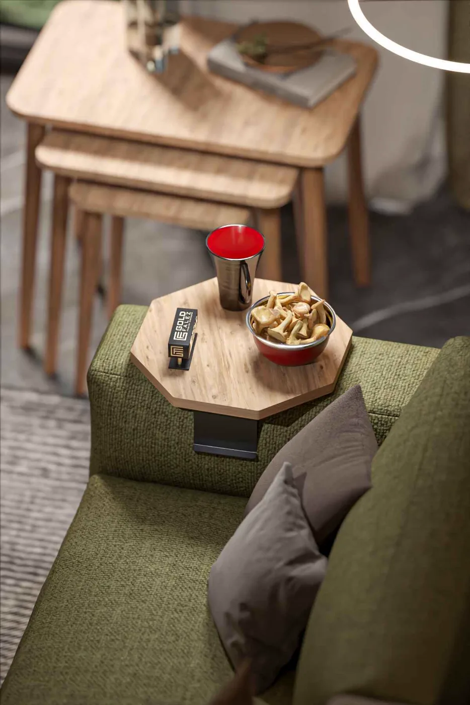 Octagonal 2-Piece Side Table Melamine-faced Chipboard Brown