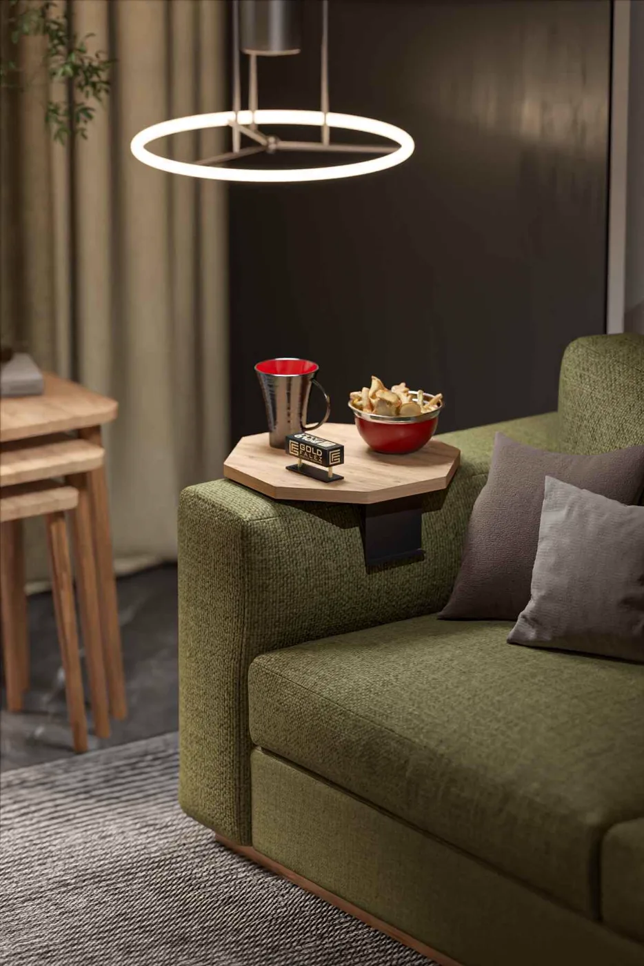 Octagonal 2-Piece Side Table Melamine-faced Chipboard Brown