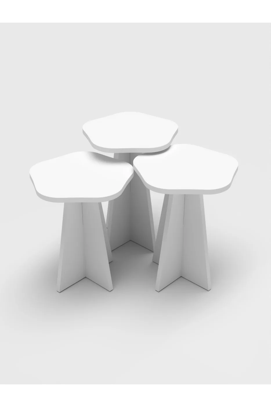 Flower ensemble table basse et tables gigognes en panneau de particules mélaminé blanc