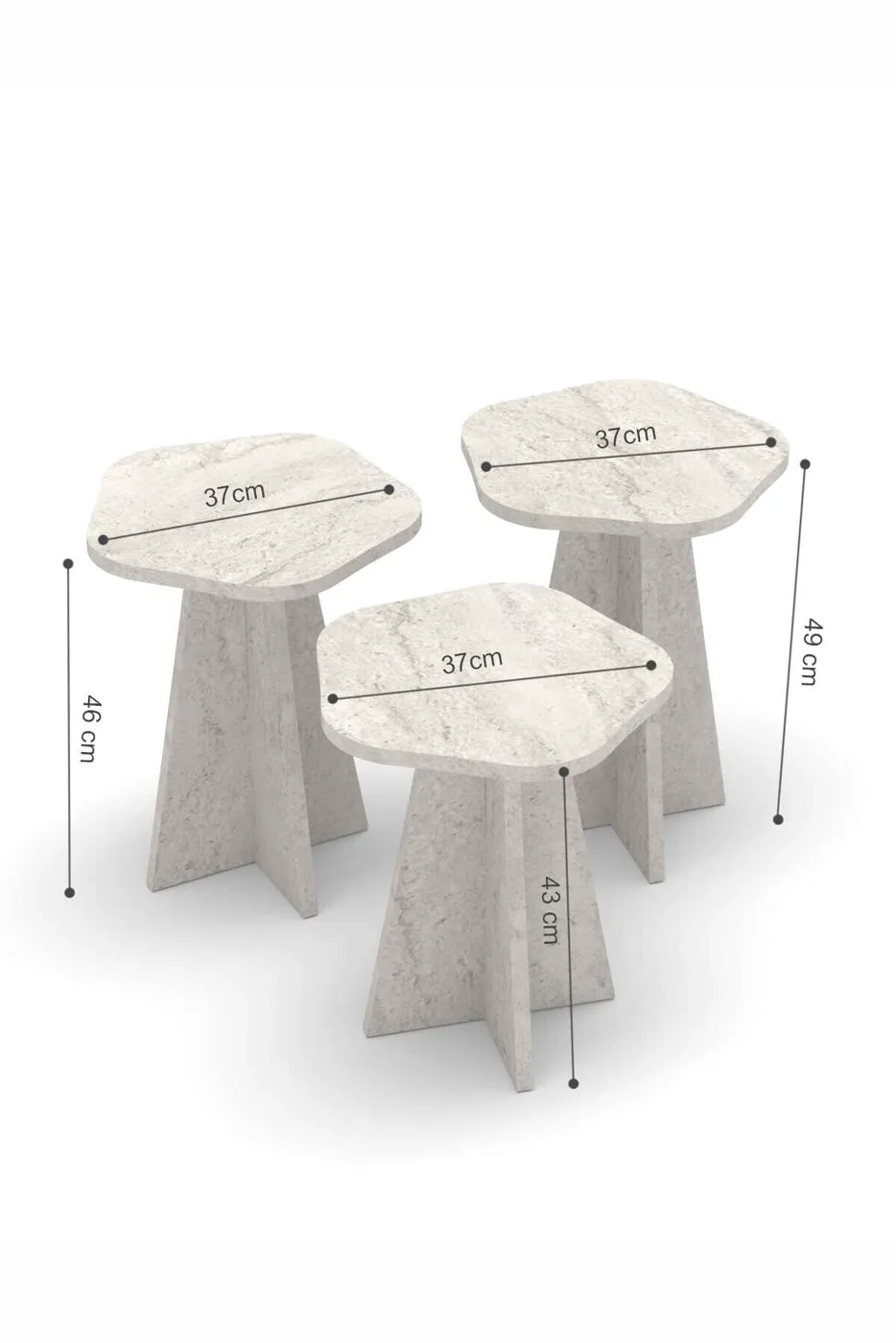 Flower ensemble table basse et tables gigognes en panneau de particules mélaminé blanc