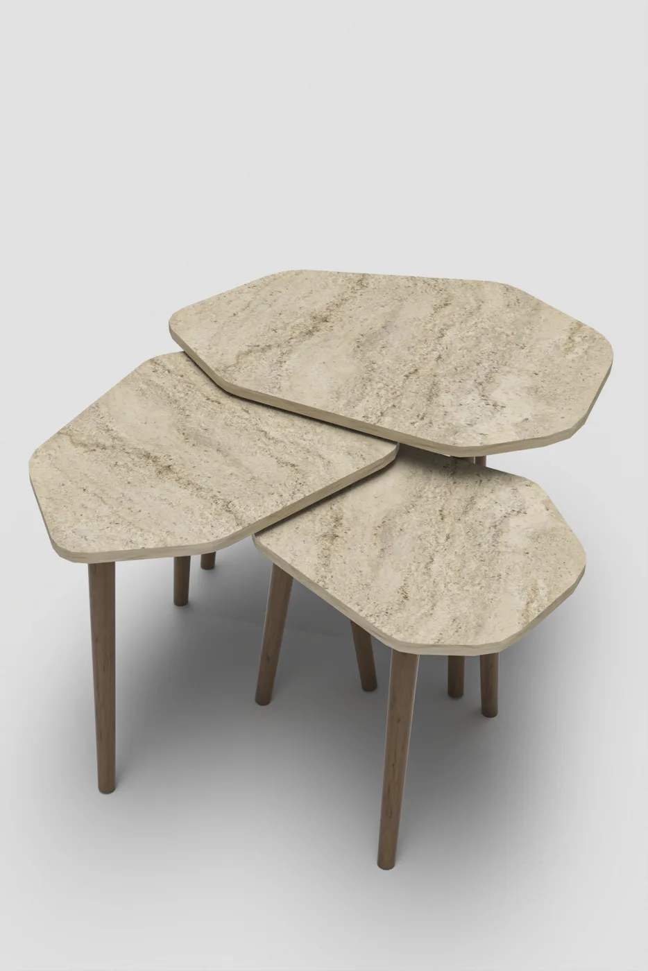 Trio 3-Piece Nesting Table Set Melamine-faced Chipboard Multi-coloured