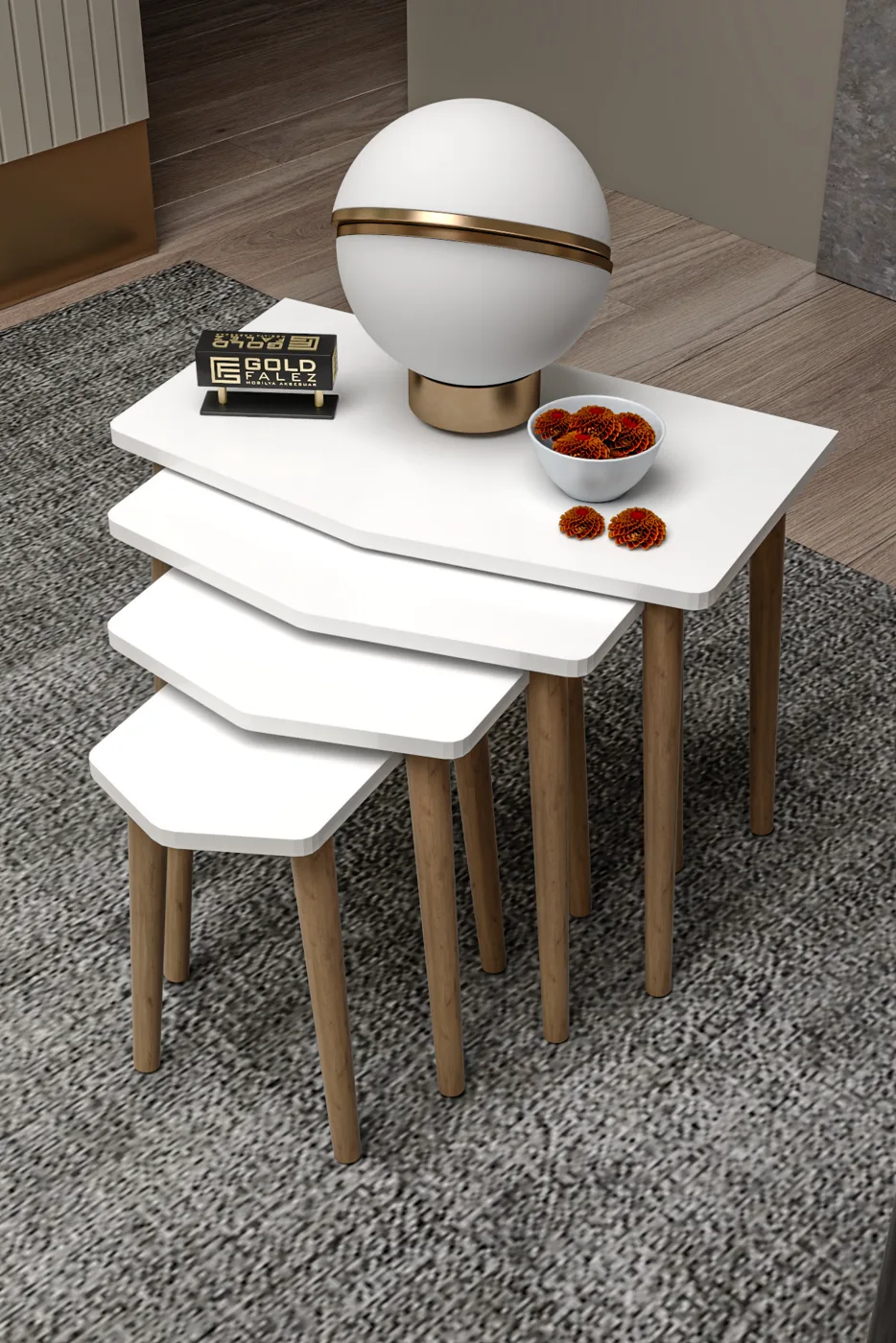 Elya 4-delige mimisettafelset melamine spaanplaat wit