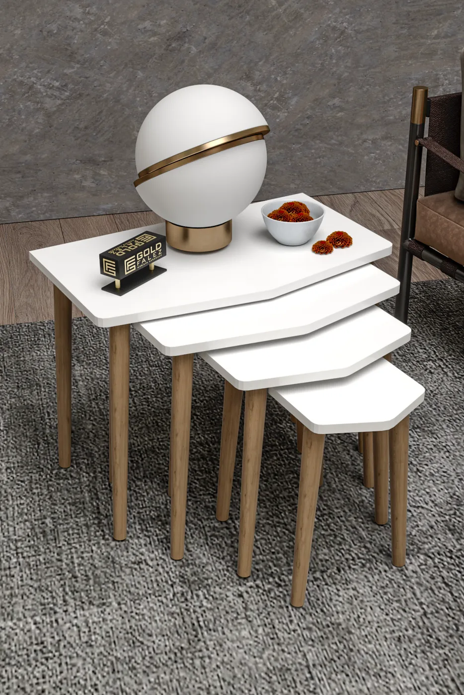 Elya 4-delige mimisettafelset melamine spaanplaat wit