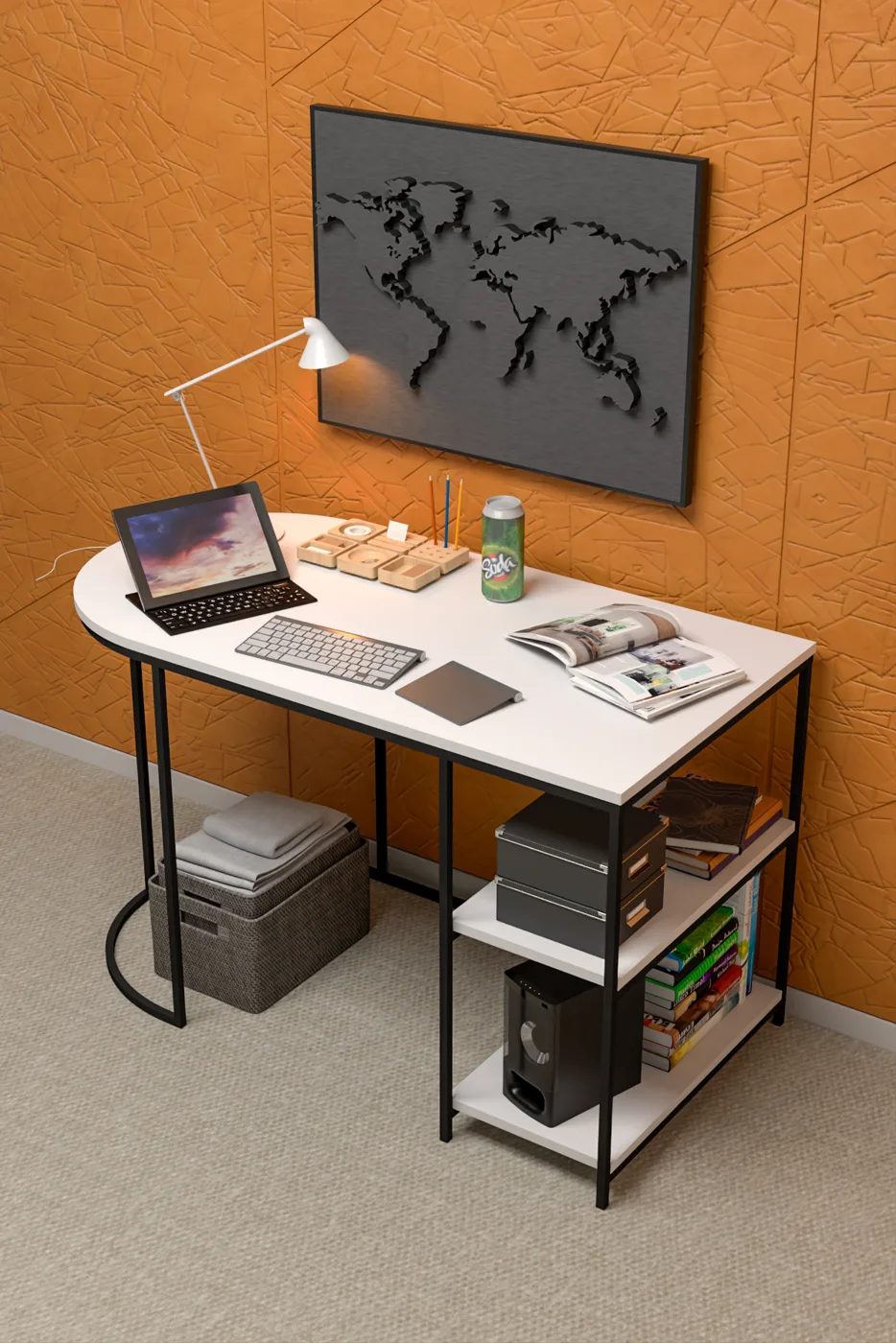 Dolunay Desk Melamine-faced Chipboard White