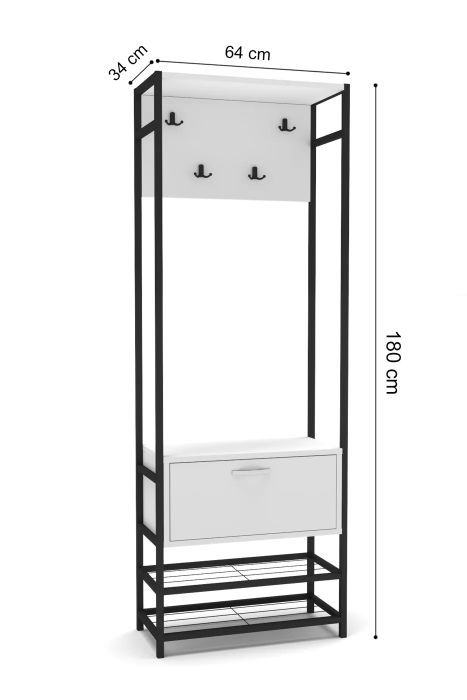 Multi-Purpose Metal Brown Coat Rack